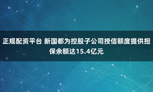 正规配资平台 新国都为控股子公司授信额度提供担保余额达15.4亿元